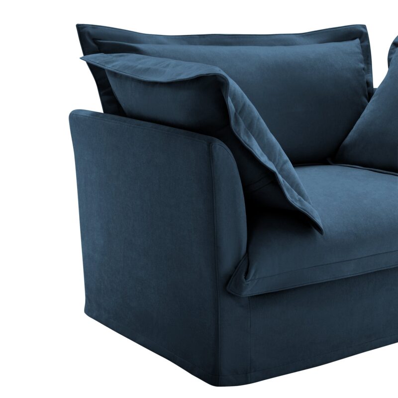 Walker Edison | Cloud Slipcovered Sectional Blue Sofa Ottoman - Image 12