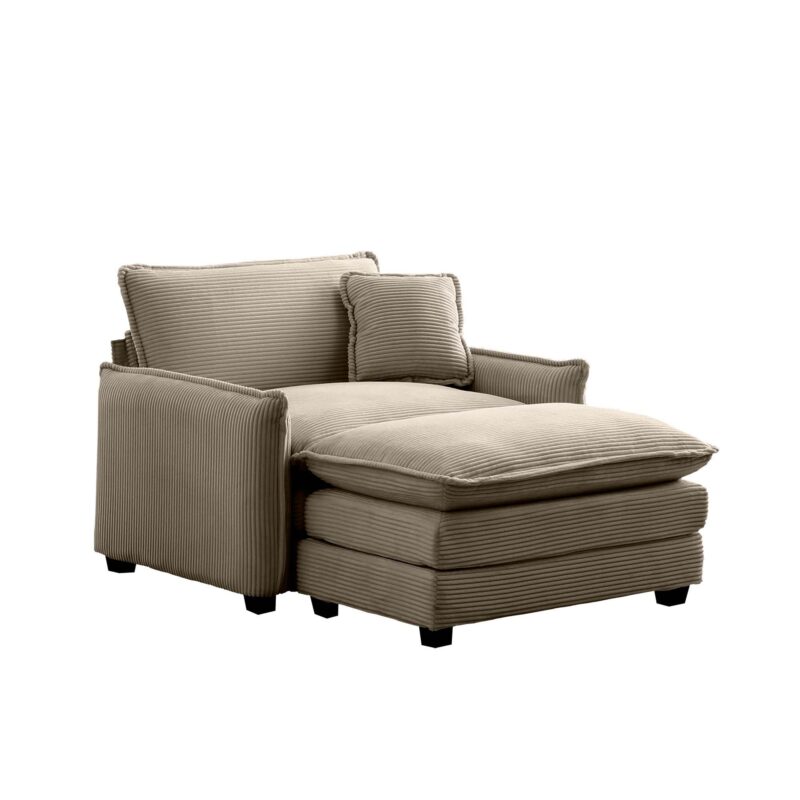 Walker Edison | Cloud Deep Sofa Chair With Ottoman - Image 6