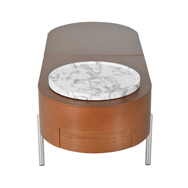 Walker Edison | Modern Lift Top Coffee Table with Marble Pattern Tray and Storage - Image 12