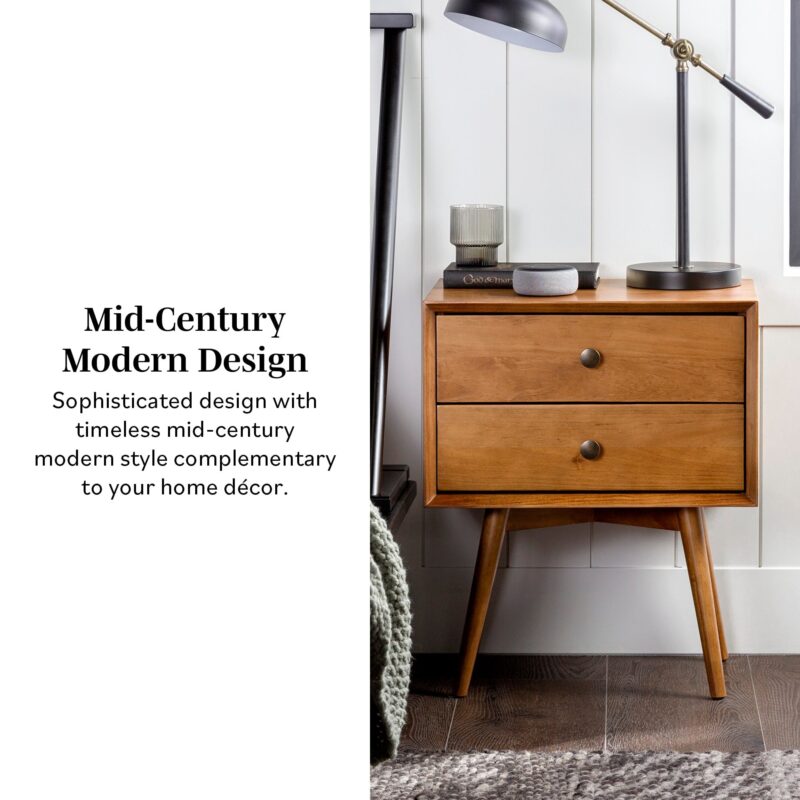 Mid-Century Solid Wood Nightstand Collection (1 or 2 Drawer) - Image 4