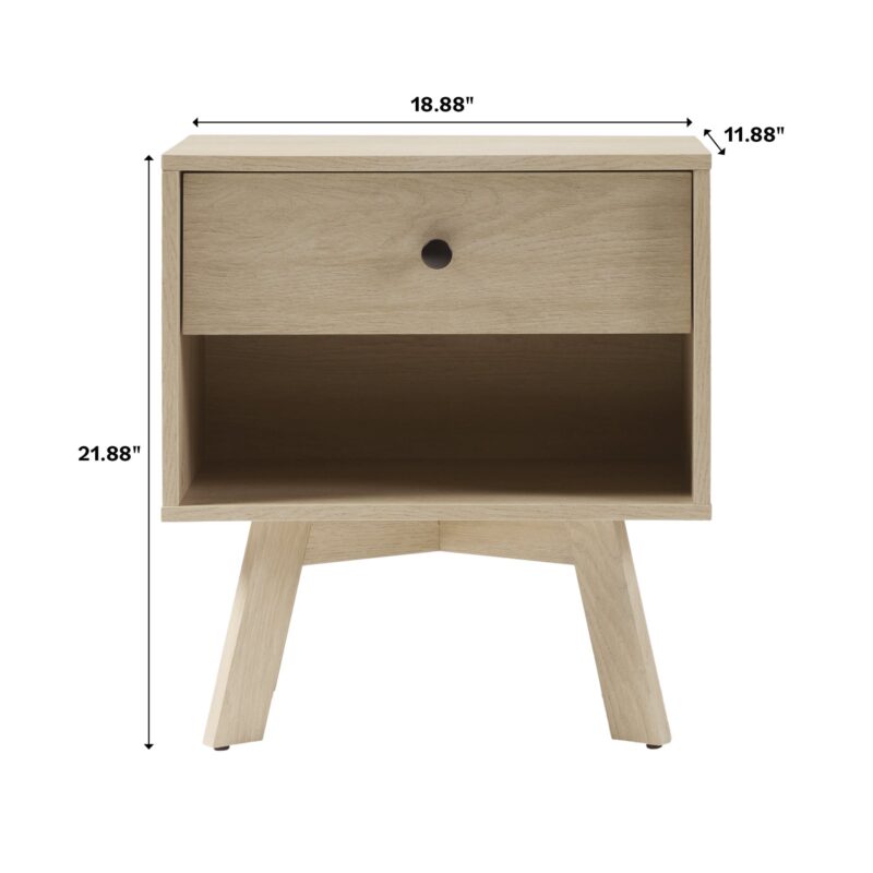Mid-Century Frans Modern 1-Drawer Nightstand - Image 5