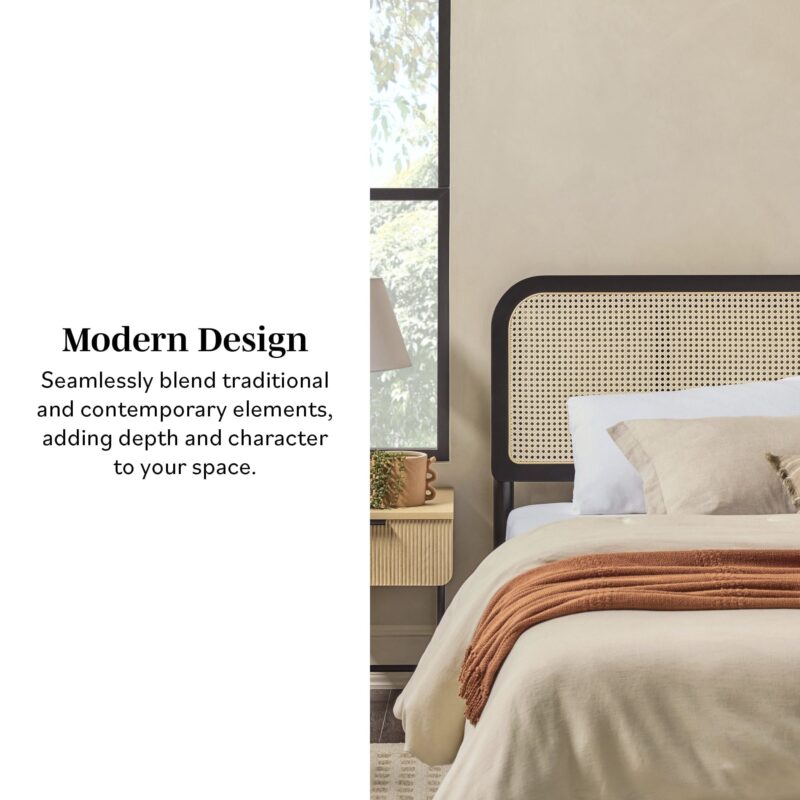 Neru Boho Curved Rattan-Headboard Bed Collection (Queen or King) - Image 20
