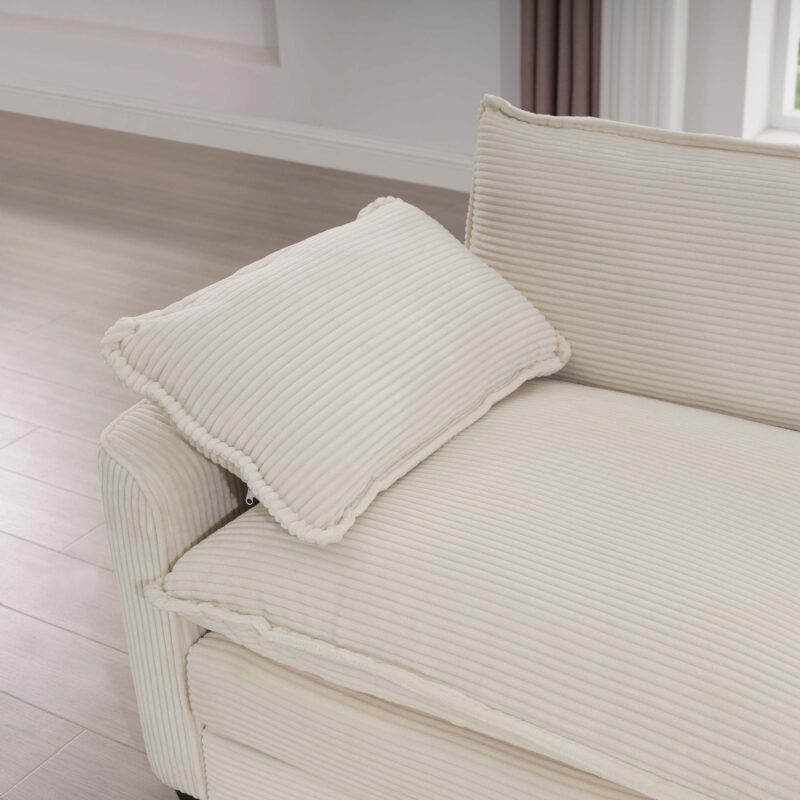 Walker Edison | Corduroy Deep Seat Cloud Accent Chair with Ottoman Set - Image 12