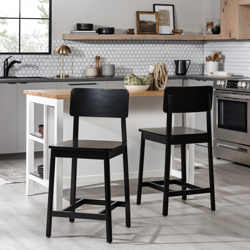 Minimalist Solid Wood Counter Stool, Set of 2 - Image 13