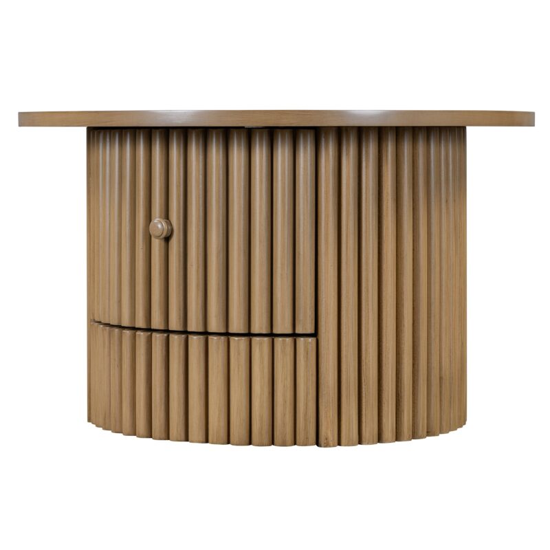 Walker Edison | Reeded Round Coffee Table with a Drawer - Image 17