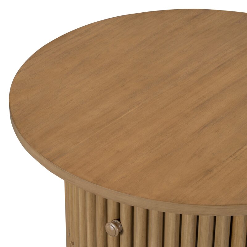 Walker Edison | Reeded Round Coffee Table with a Drawer - Image 11