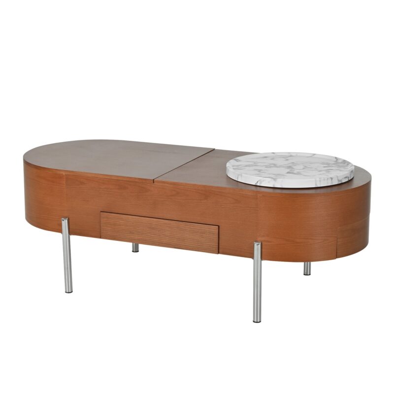 Walker Edison | Modern Lift Top Coffee Table with Marble Pattern Tray and Storage - Image 11