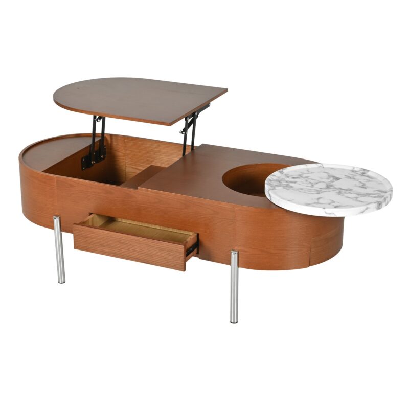Walker Edison | Modern Lift Top Coffee Table with Marble Pattern Tray and Storage - Image 14