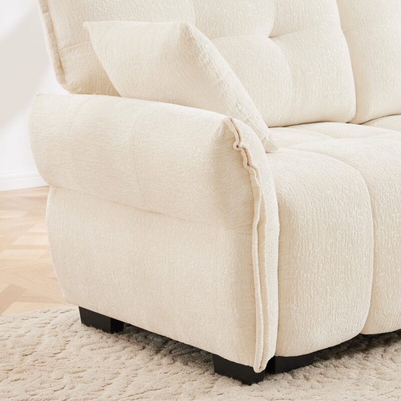 Walker Edison | Chenille Tufted 3 Seater Sofa Set With Ottoman And Throw Pillows - Image 13
