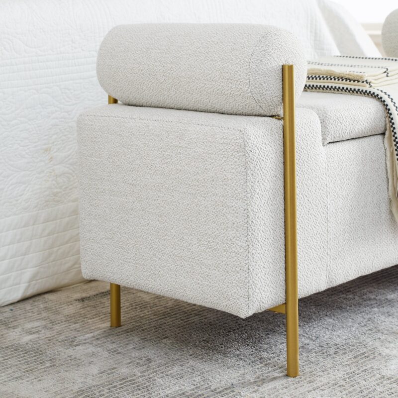 Walker Edison | Minimalist Upholstered Linen Storage Bench - Image 9