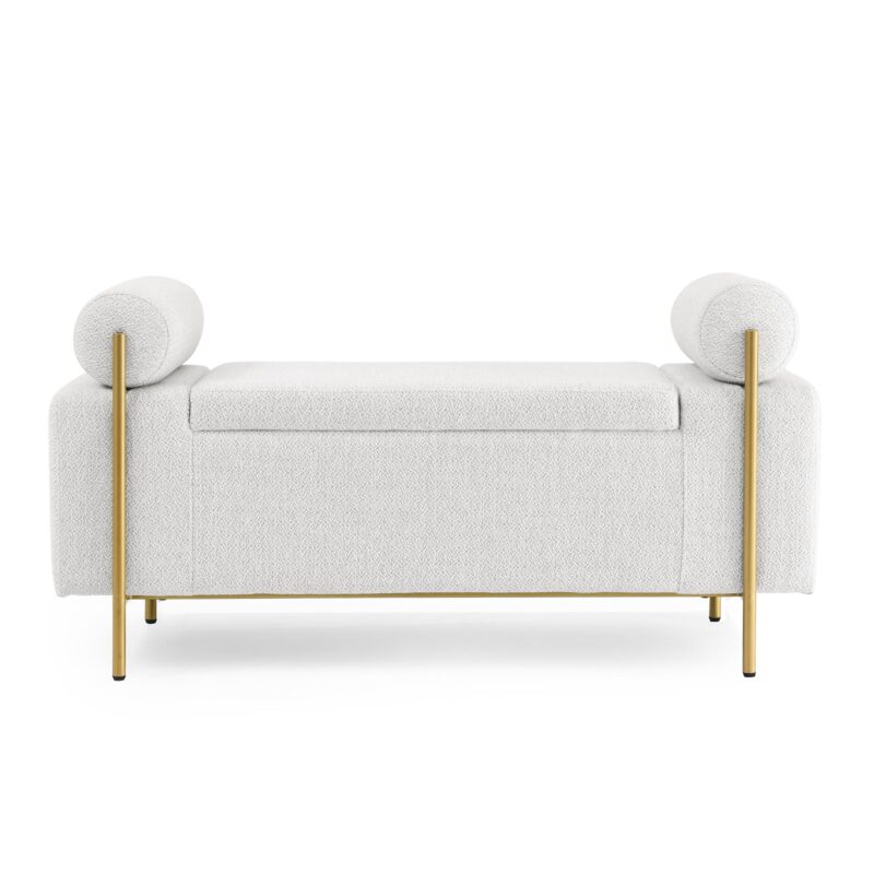 Walker Edison | Minimalist Upholstered Linen Storage Bench - Image 6
