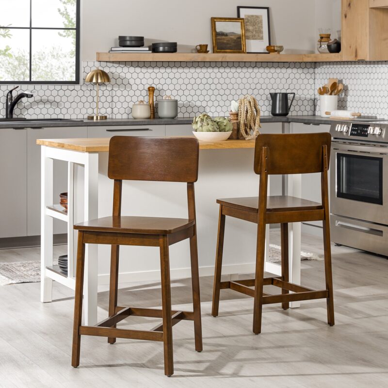 Minimalist Solid Wood Counter Stool, Set of 2 - Image 5