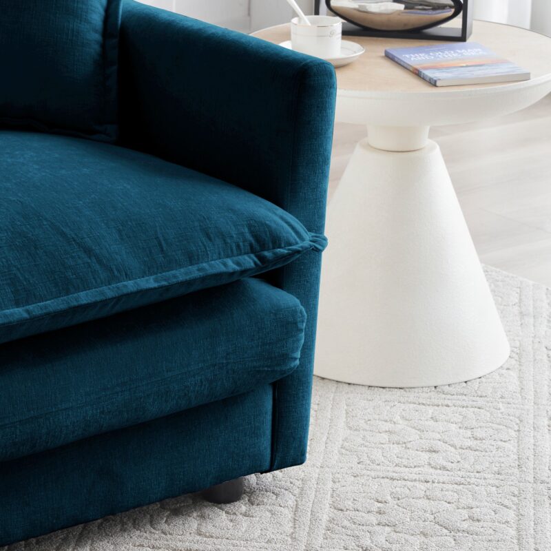Walker Edison | Teal Chenille Cloud Accent Chair with Ottoman - Image 9