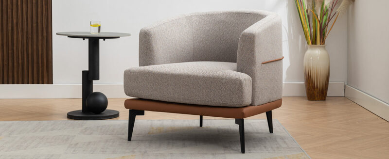 Walker Edison | Modern Two-tone Barrel Accent Chair - Image 23