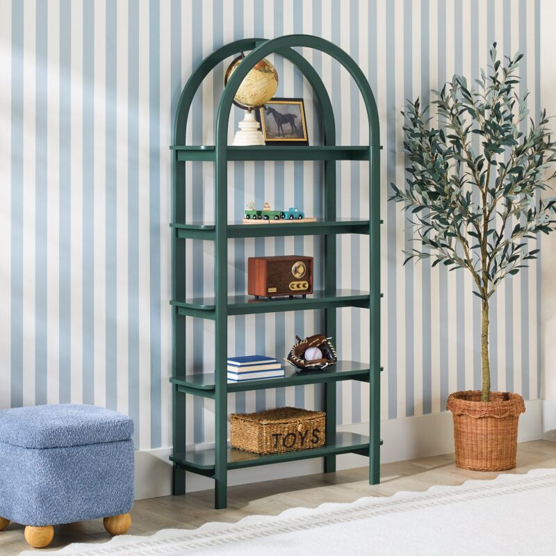 Zoey Modern Arched Wood Storage Bookcase - Image 4