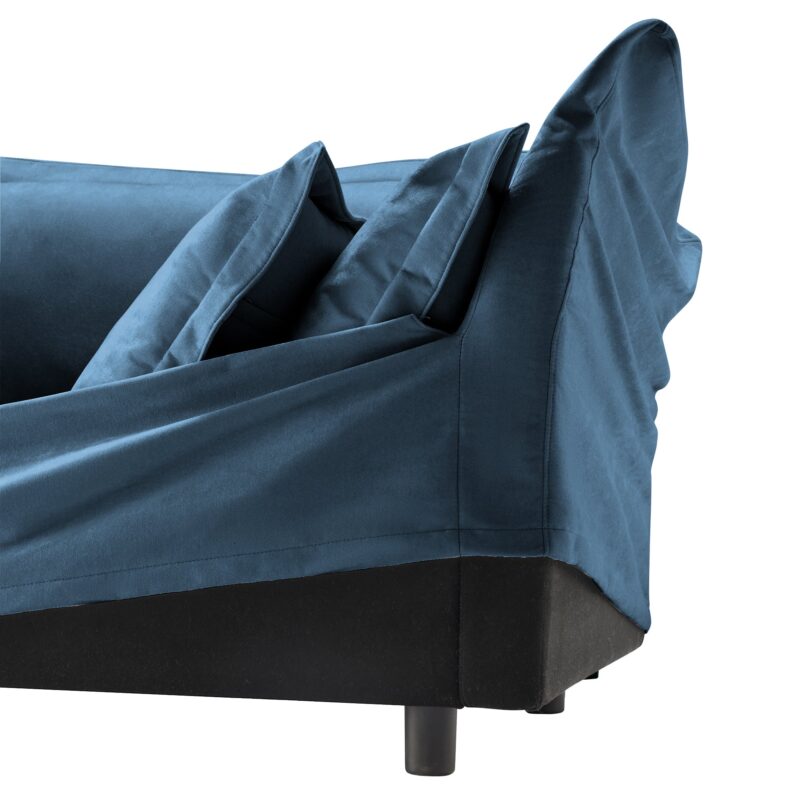 Walker Edison | Cloud Slipcovered Sectional Blue Sofa Ottoman - Image 8