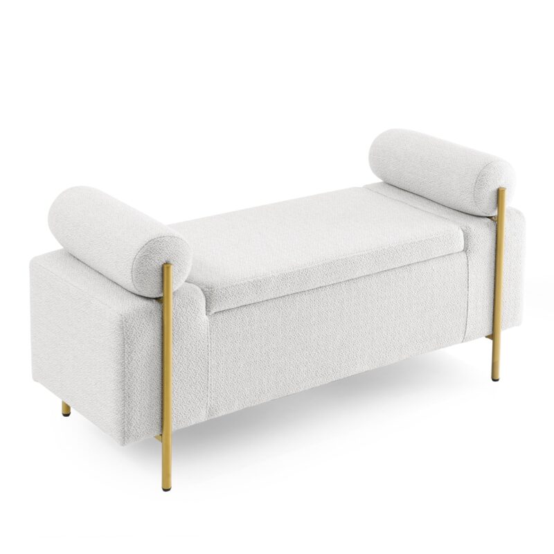 Walker Edison | Minimalist Upholstered Linen Storage Bench - Image 8