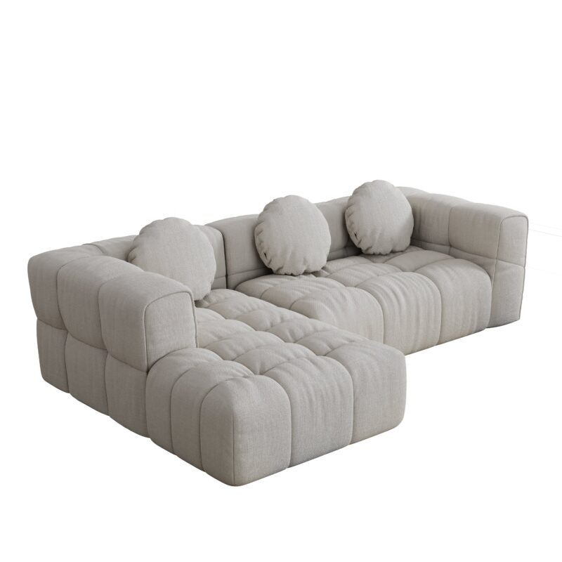 Walker Edison | Modular Minimalist Tufted Sectional Sofa Set with 3 pillows - Image 16