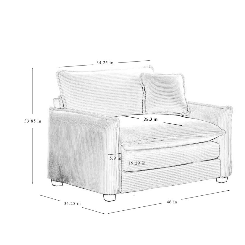 Walker Edison | Beige Corduroy Deep Seated Accent Chair Set - Image 4