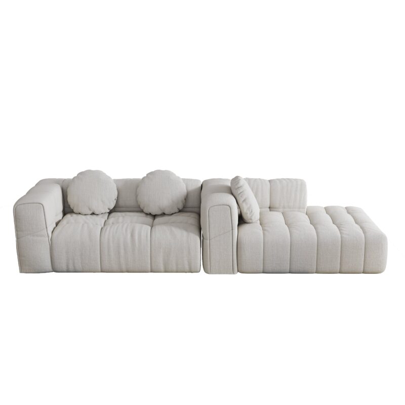 Walker Edison | Modular Minimalist Tufted Sectional Sofa Set with 3 pillows - Image 18