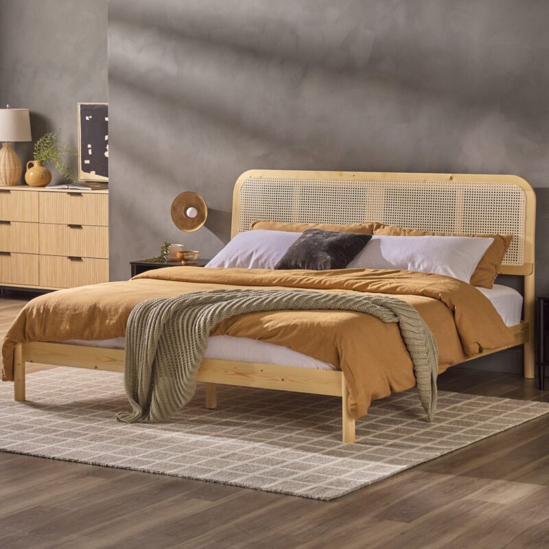 Neru Boho Curved Rattan-Headboard Bed Collection (Queen or King) - Image 25
