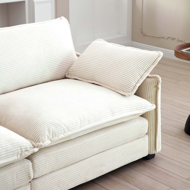 Walker Edison | Beige Corduroy Deep Seated Accent Chair Set - Image 12