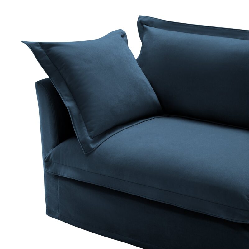 Walker Edison | Cloud Slipcovered Sectional Blue Sofa Ottoman - Image 11