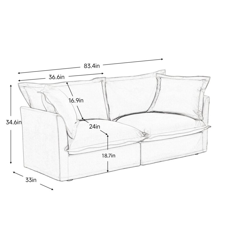Walker Edison | Cloud Slipcovered Sectional Blue Sofa Ottoman - Image 3