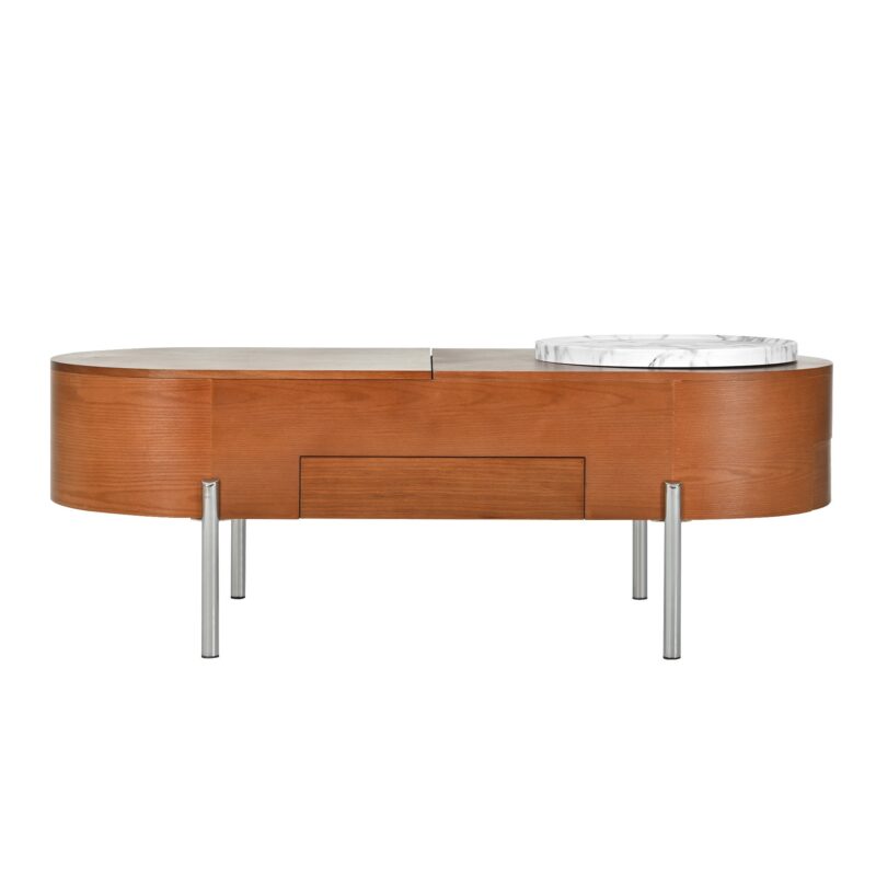 Walker Edison | Modern Lift Top Coffee Table with Marble Pattern Tray and Storage - Image 13