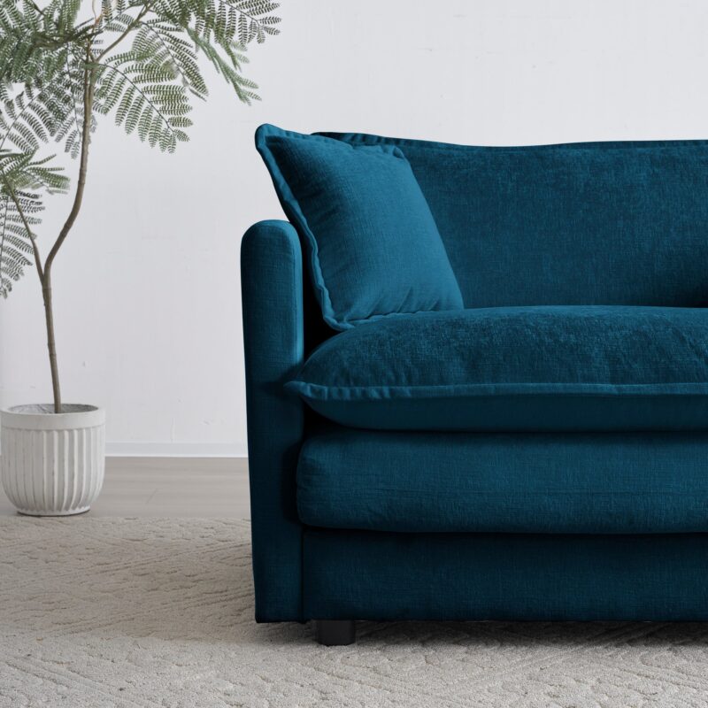 Walker Edison | Teal Chenille Cloud Accent Chair with Ottoman - Image 11