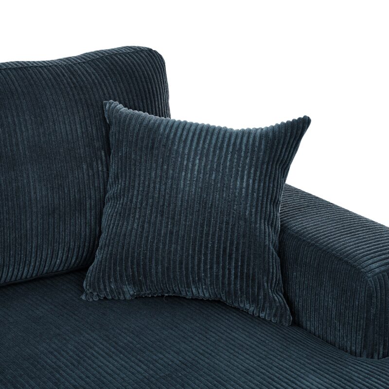Walker Edison | Coastal Teal Corduroy Double Chaise Cloud Sectional Sofa - Image 5
