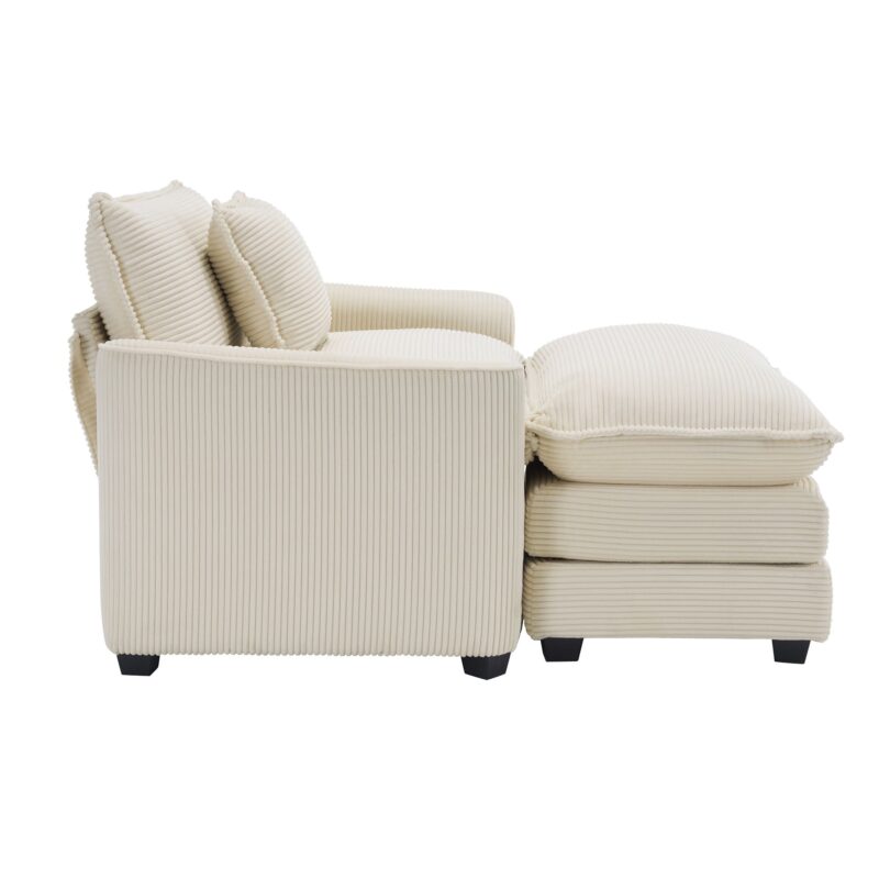 Walker Edison | Corduroy Deep Seat Cloud Accent Chair with Ottoman Set - Image 9