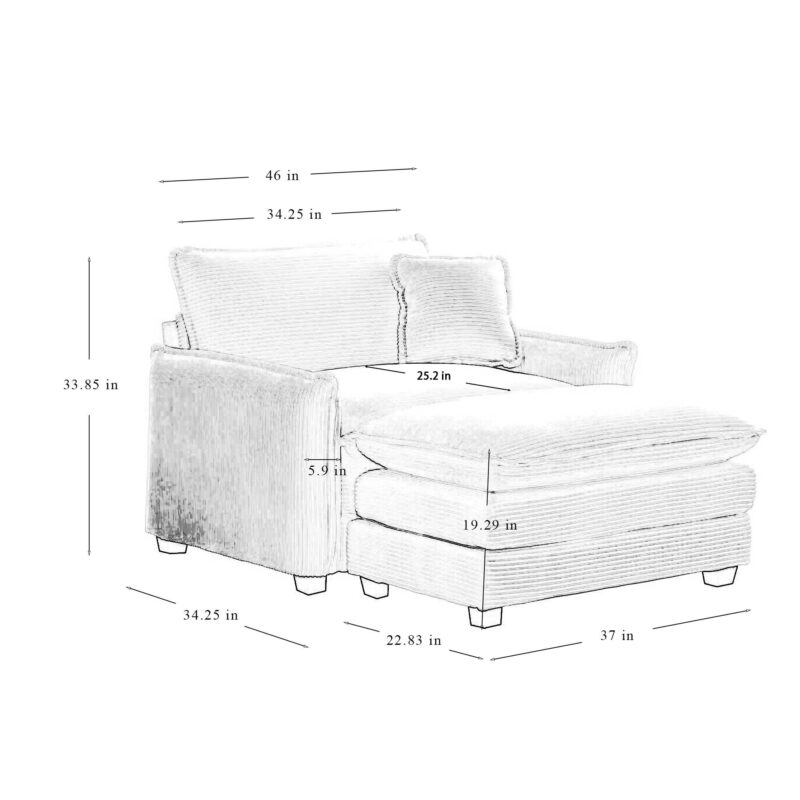 Walker Edison | Cloud Deep Sofa Chair With Ottoman - Image 4