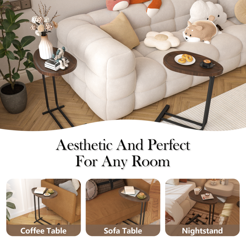 Walker Edison | C Shape End Table for Sofa and Bedside - Image 14