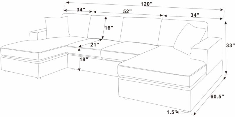 Walker Edison | Coastal Teal Corduroy Double Chaise Cloud Sectional Sofa - Image 8