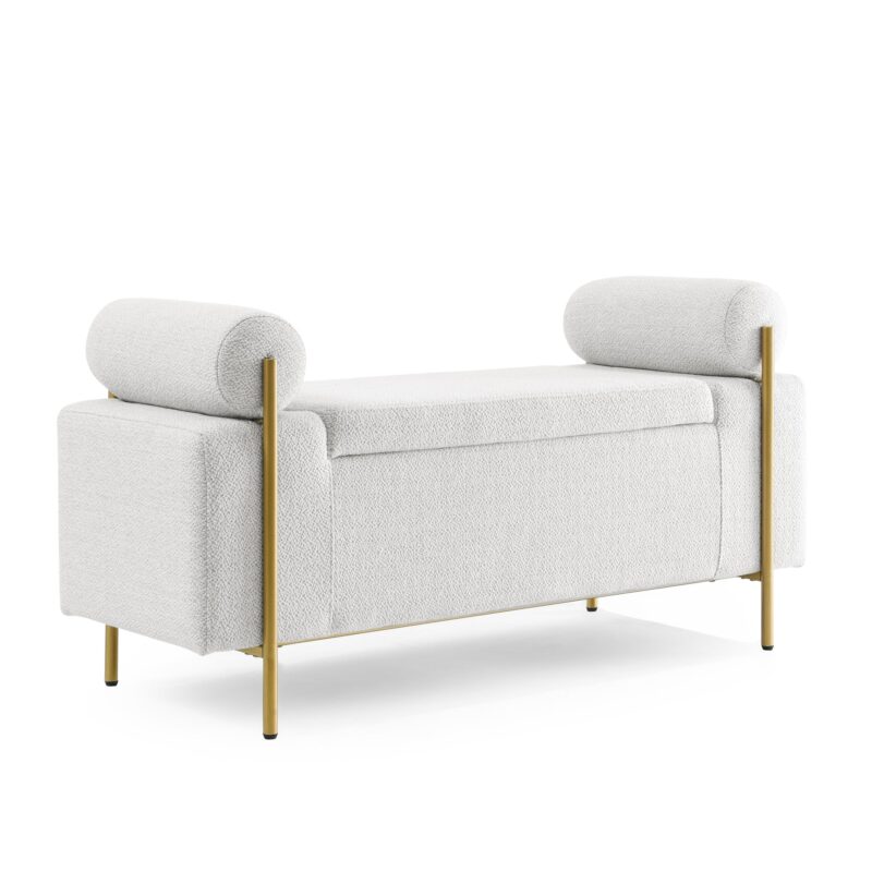 Walker Edison | Minimalist Upholstered Linen Storage Bench - Image 7