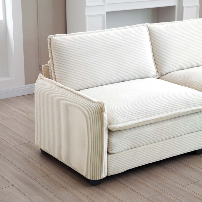 Walker Edison | Beige Corduroy Deep Seated Accent Chair Set - Image 11