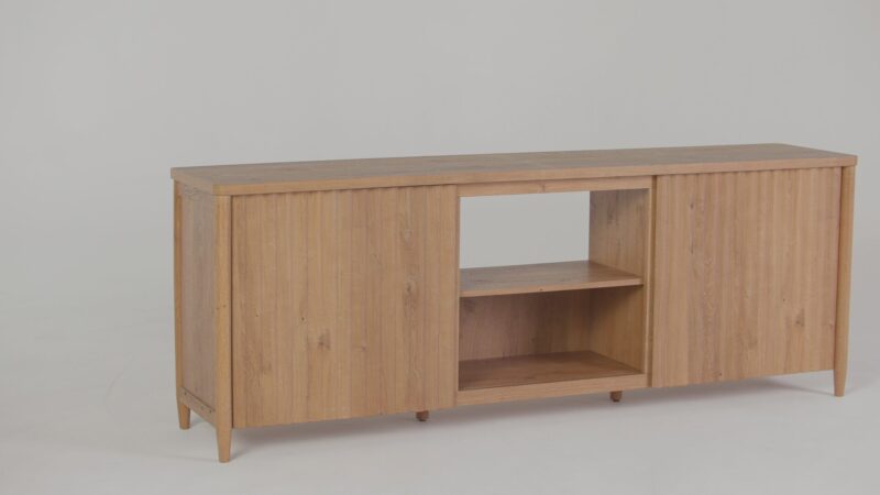 Flynn Scandinavian Reeded TV Stand with Storage - Image 39