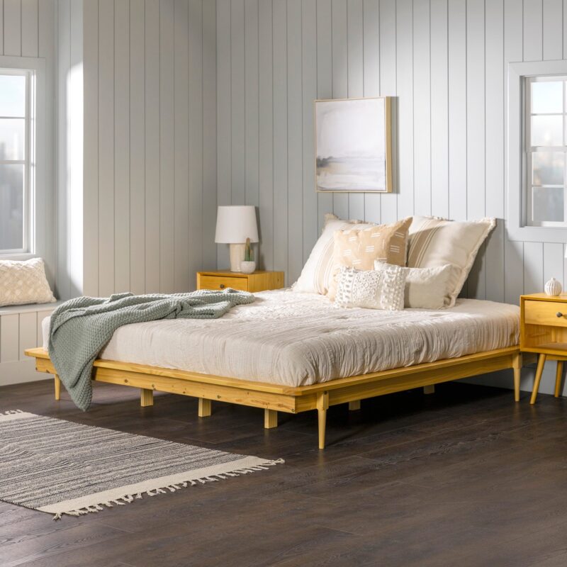 Walker Edison Spindle King Mid-Century Solid Wood Platform Bed - Image 5