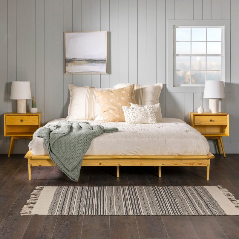 Walker Edison Spindle King Mid-Century Solid Wood Platform Bed - Image 2