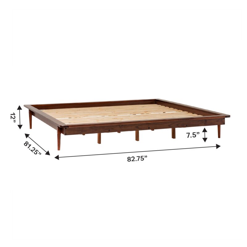 Walker Edison Spindle King Mid-Century Solid Wood Platform Bed - Image 4