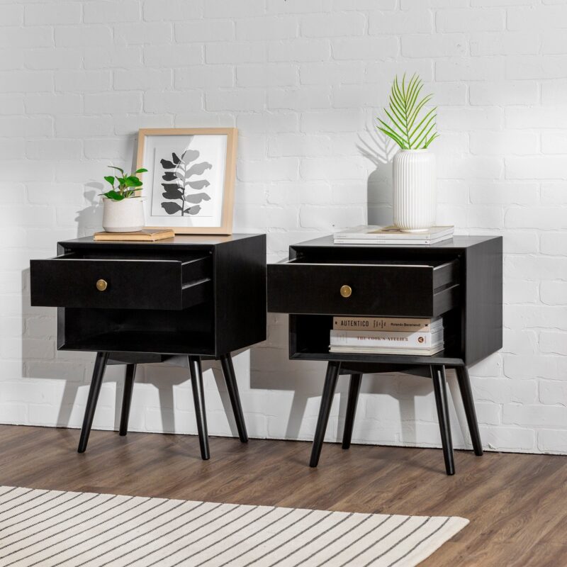 Mid-Century Solid Wood Nightstand Collection (1 or 2 Drawer) - Image 44