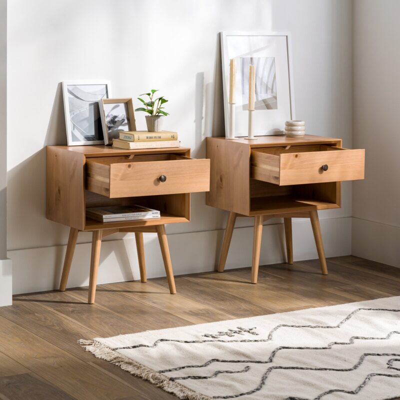 Mid-Century Solid Wood Nightstand Collection (1 or 2 Drawer) - Image 39