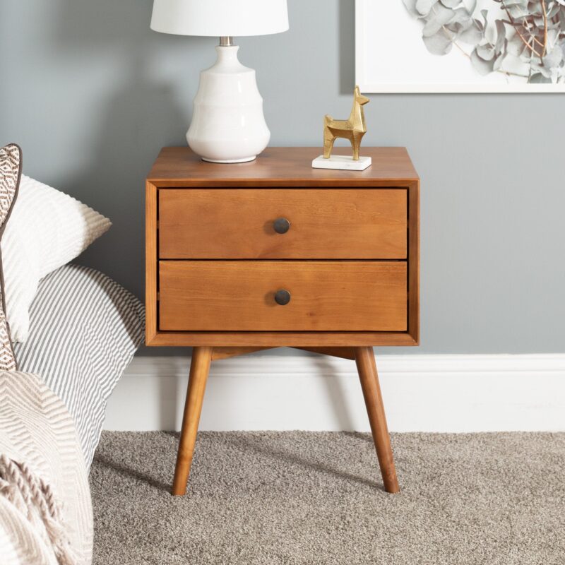 Mid-Century Solid Wood Nightstand Collection (1 or 2 Drawer) - Image 2