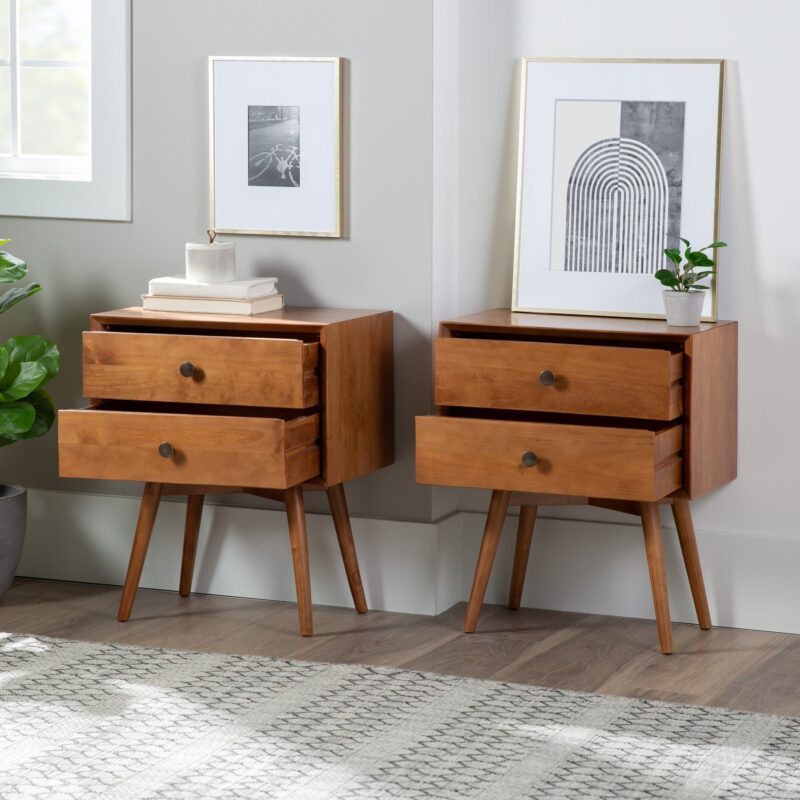 Mid-Century Solid Wood Nightstand Collection (1 or 2 Drawer) - Image 3