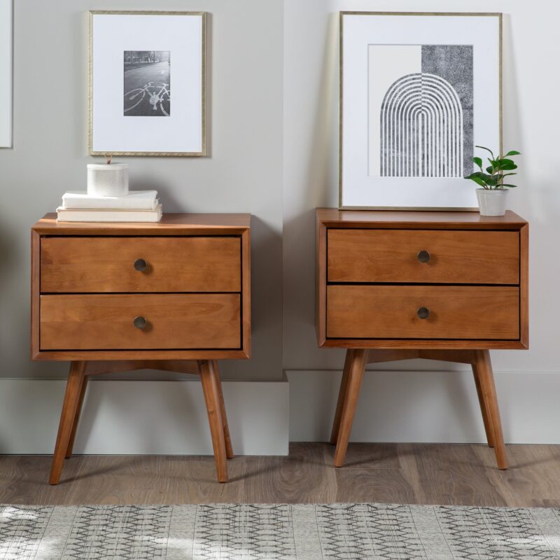 Mid-Century Solid Wood Nightstand Collection (1 or 2 Drawer) - Image 9