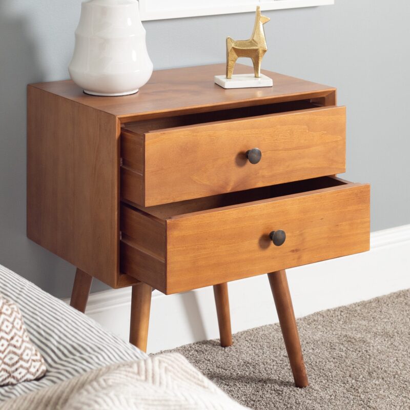 Mid-Century Solid Wood Nightstand Collection (1 or 2 Drawer) - Image 7