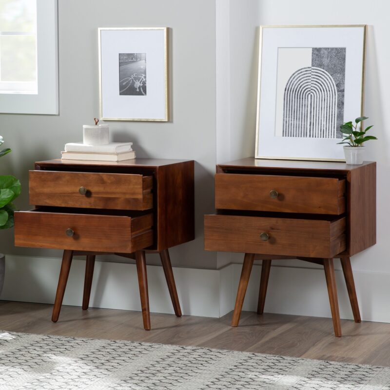 Mid-Century Solid Wood Nightstand Collection (1 or 2 Drawer) - Image 11
