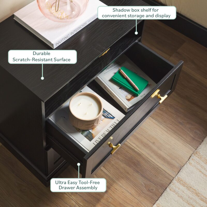 Clyde Modern Farmhouse Easy Assembly 2-Drawer Nightstand/Side Table - Image 3