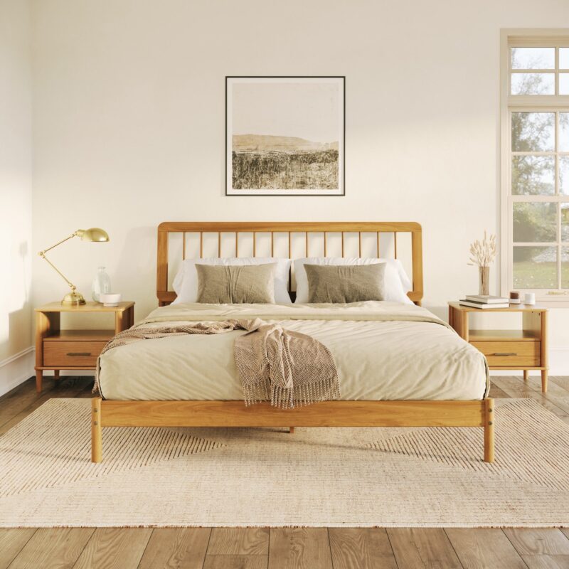 Cama Mid-Century Modern Solid Wood Spindle Bedframe - Image 21